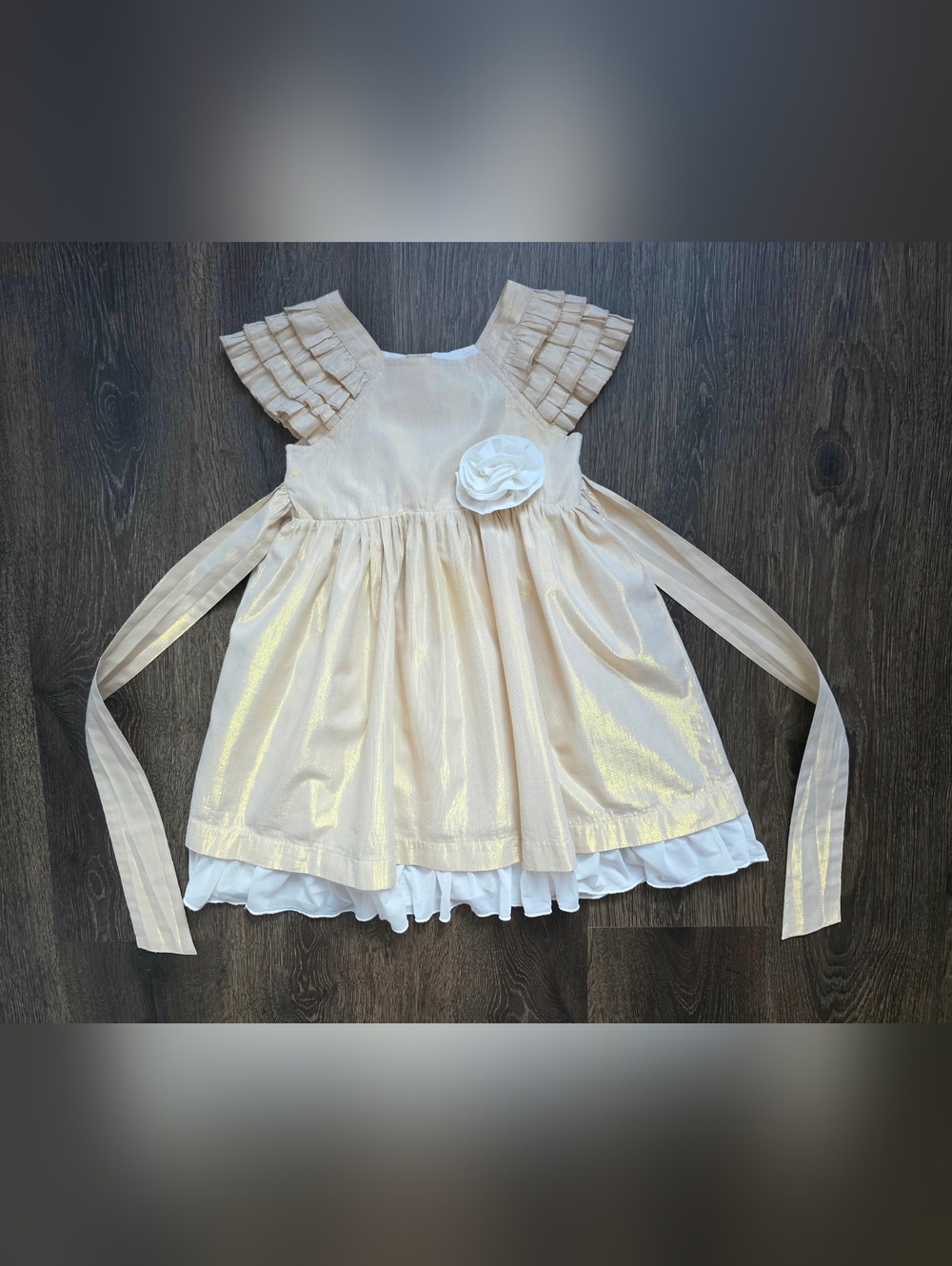 Mustard Pie gold metallic shimmer special occasion dress